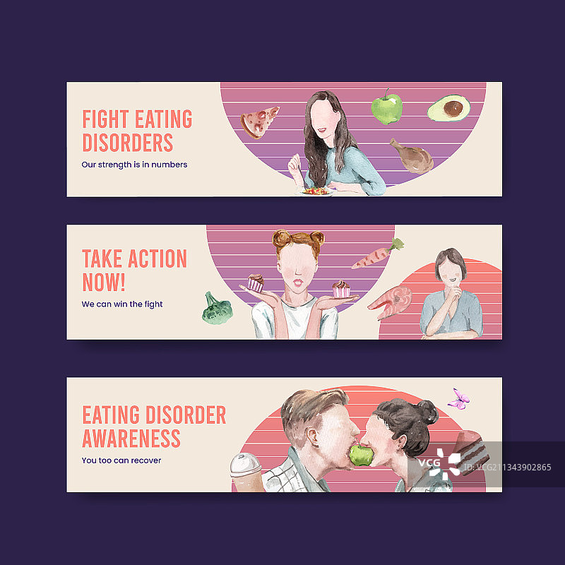 世界预防进食障碍日banner模板图片素材