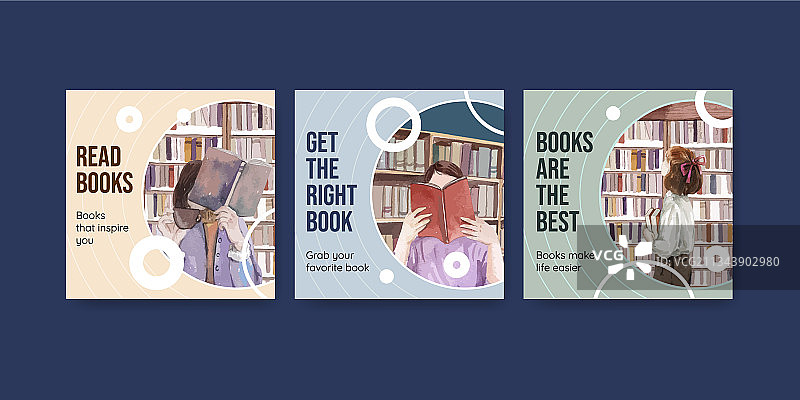 具有世界读书日概念的banner模板图片素材