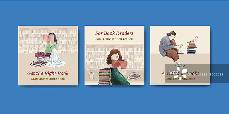 具有世界读书日概念的banner模板图片素材