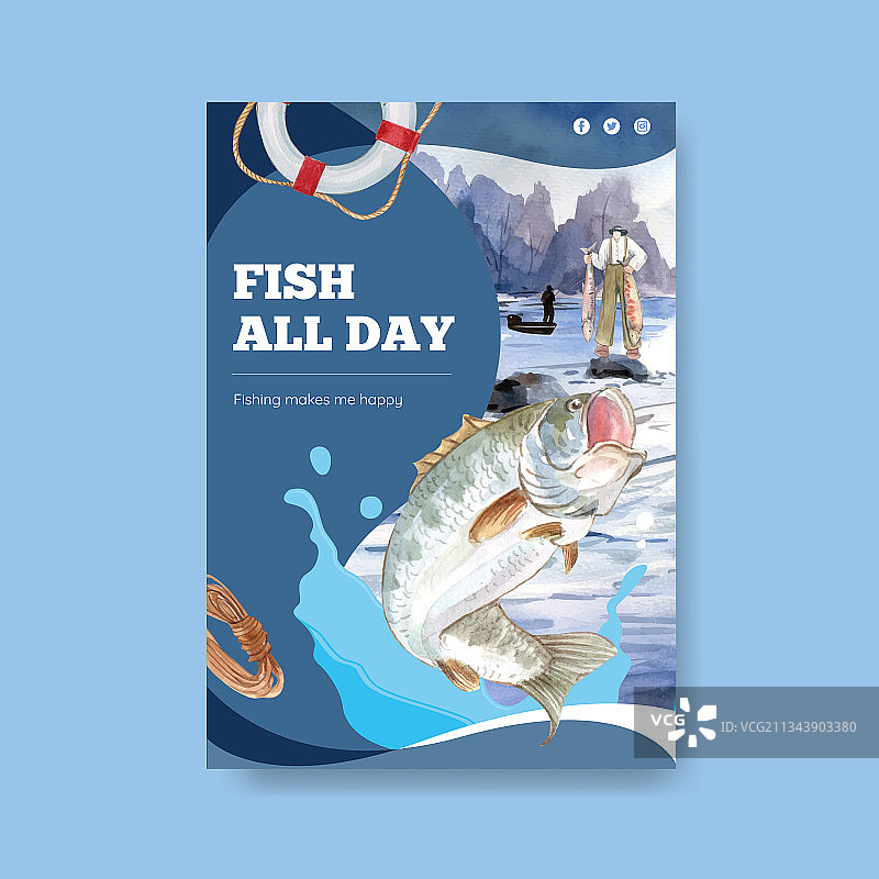 钓鱼营地海报模板图片素材