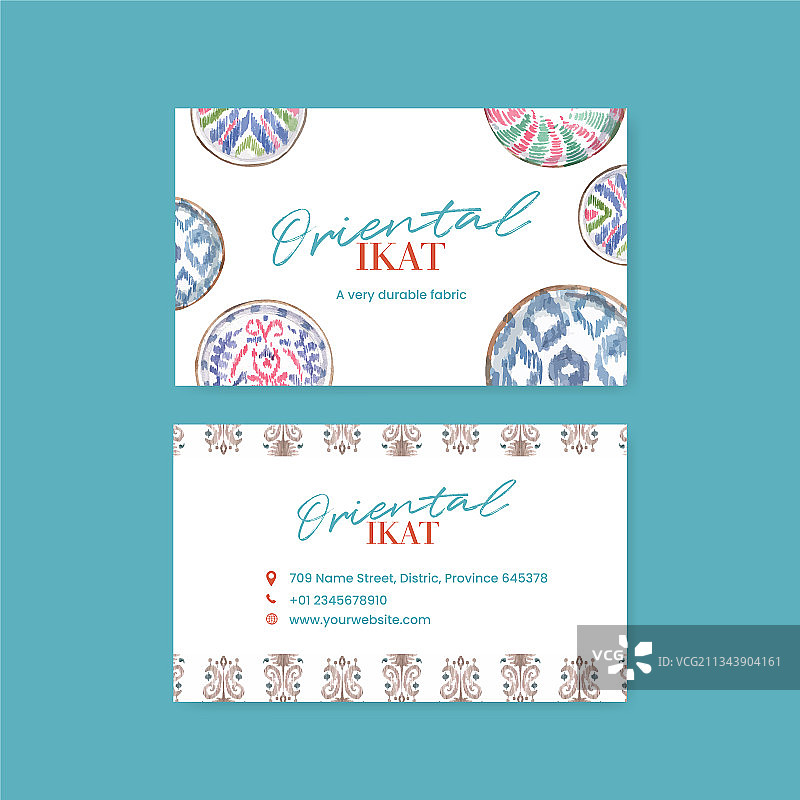 水彩ikat概念名片模板图片素材