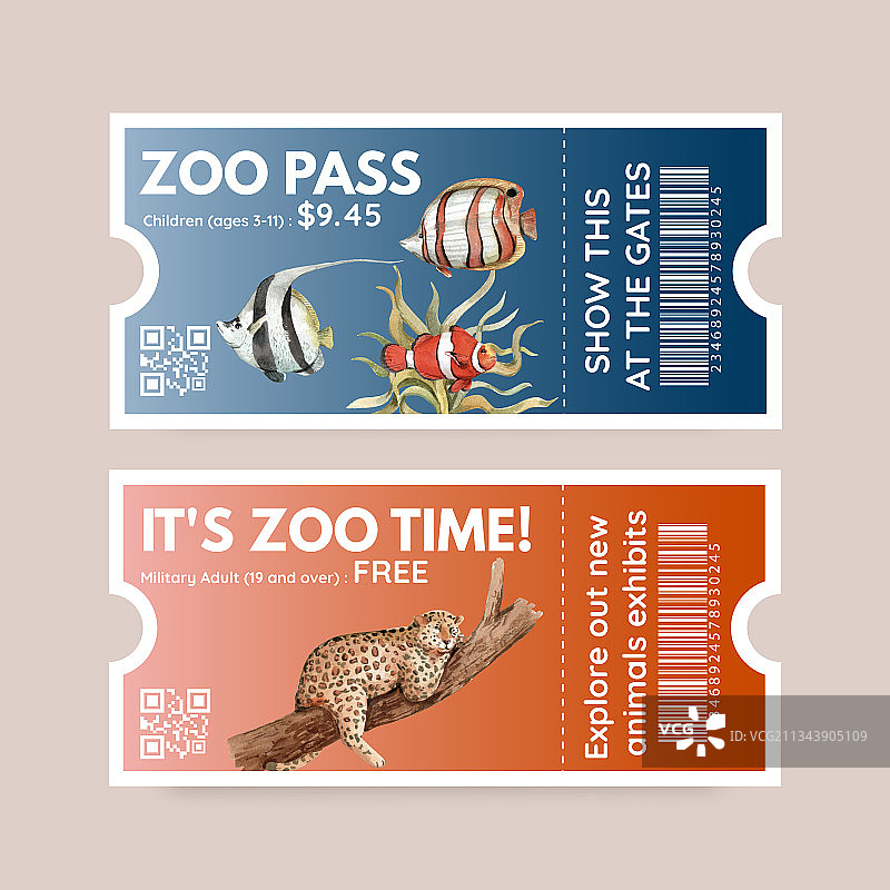 以生物多样性为主题的票券模板图片素材