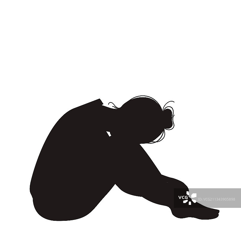 坐着的黑影女人图片素材