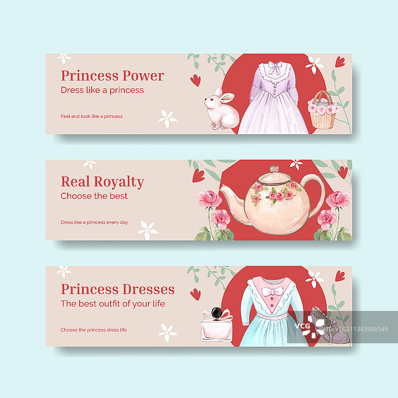 具有公主服装概念的banner模板图片素材