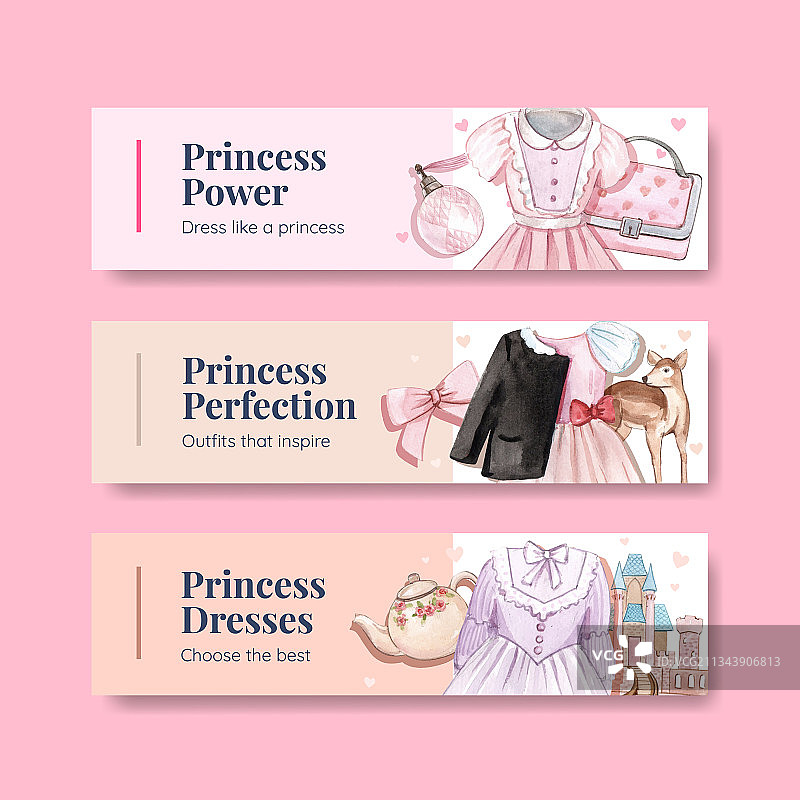 具有公主服装概念的banner模板图片素材