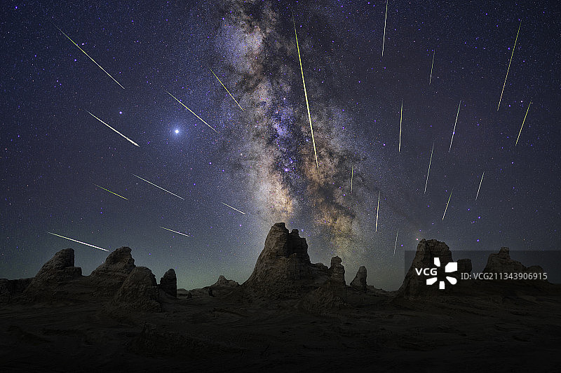 中国海西 英仙座流星雨图片素材