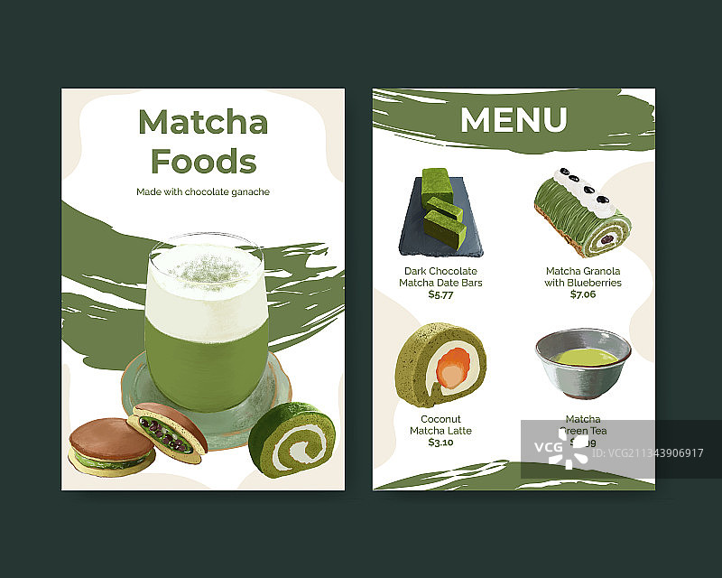 抹茶甜点菜单模板图片素材