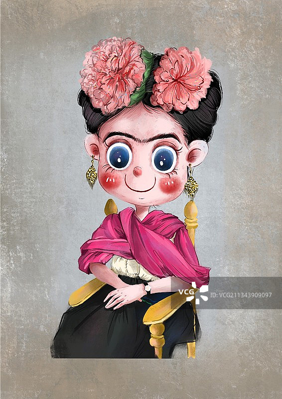 弗里达卡通肖像图片素材