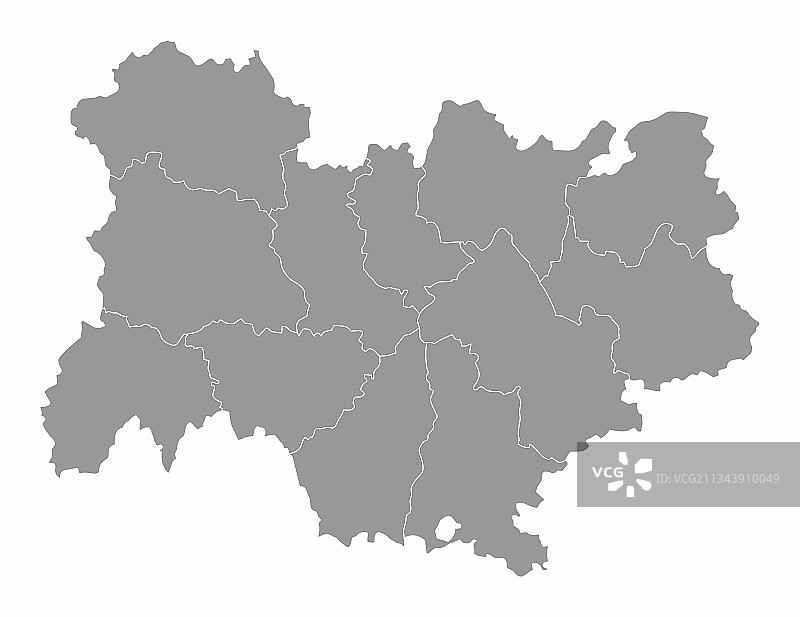 奥弗涅-罗讷-阿尔卑斯行政地图图片素材