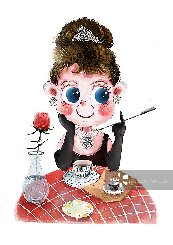 奥黛丽赫本卡通肖像图片素材