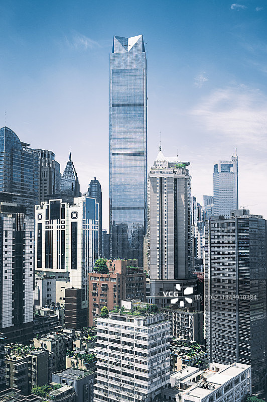 重庆市渝中区环球金融中心WFC高楼大厦立体晴天蓝天竖图建筑图片素材