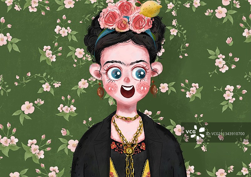 弗里达卡通肖像图片素材