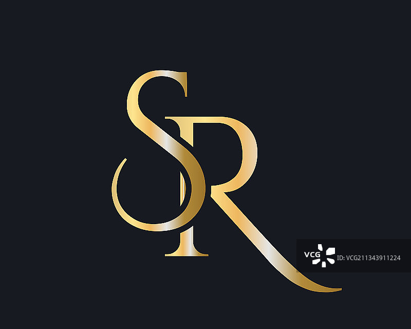 金色SR字母标志设计RS标志设计图片素材