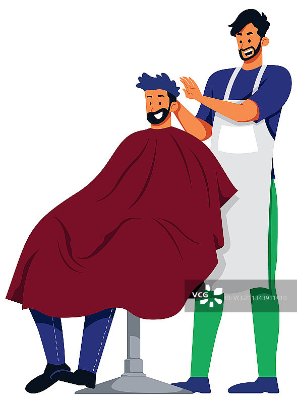 白色背景下的男美发师图片素材