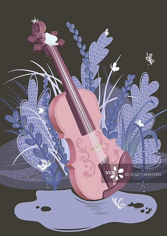 暗夜小提琴的光图片素材