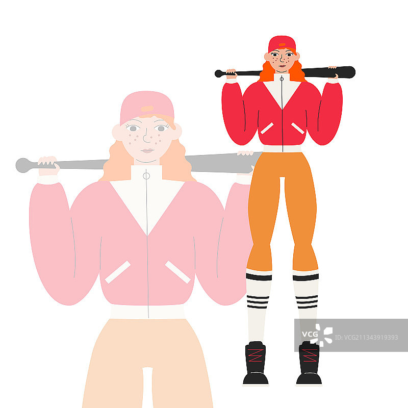 手持黑色球棒的棒球女运动员图片素材