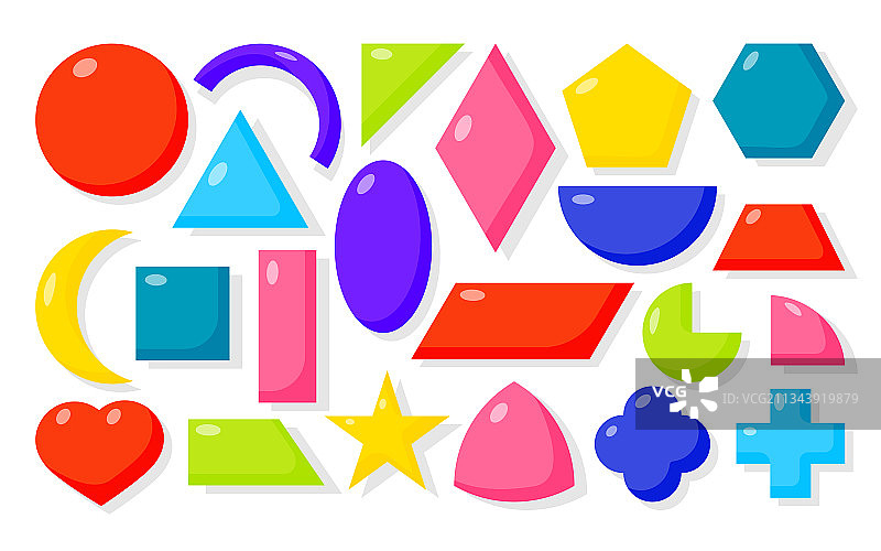 彩色卡通几何图形图标集图片素材