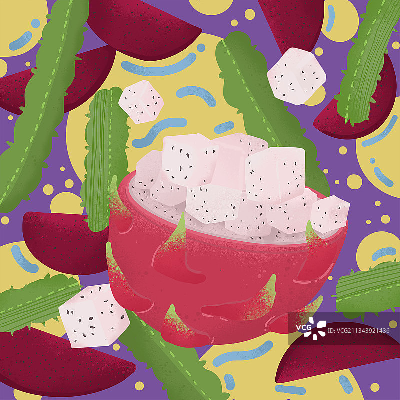 水果插画系列-火龙果图片素材
