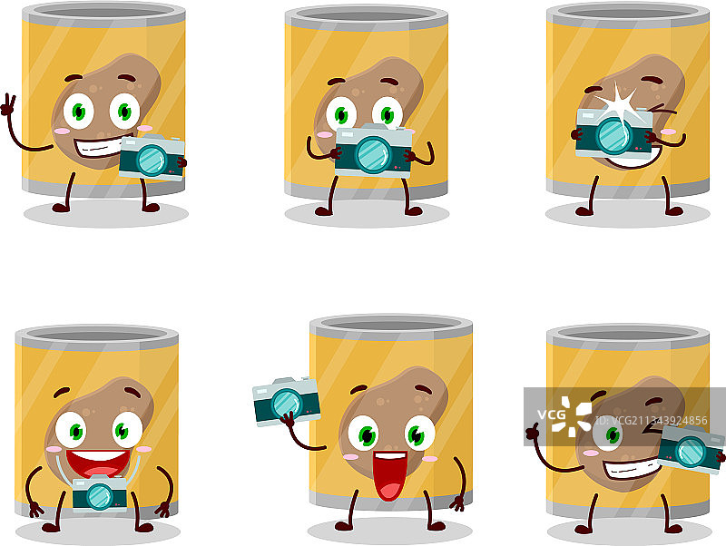 摄影师与罐装土豆卡通图片素材