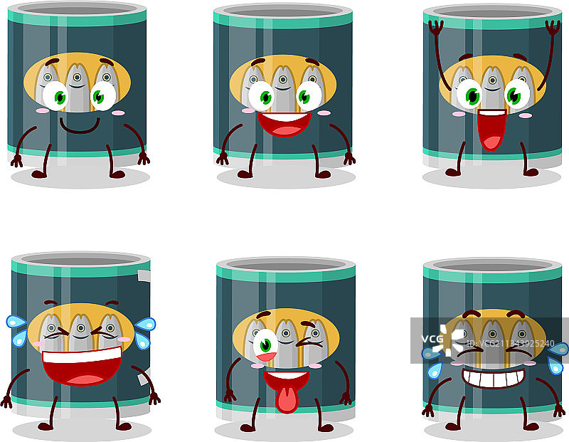 带有微笑表情的沙丁鱼罐头图片素材