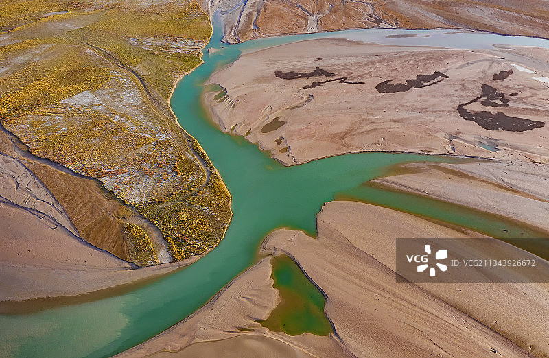 塔里木河，河流，秋季，胡杨，秋天，立秋，纹理，航拍，河道图片素材