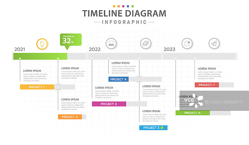 三年日历甘特图信息图表时间轴图片素材