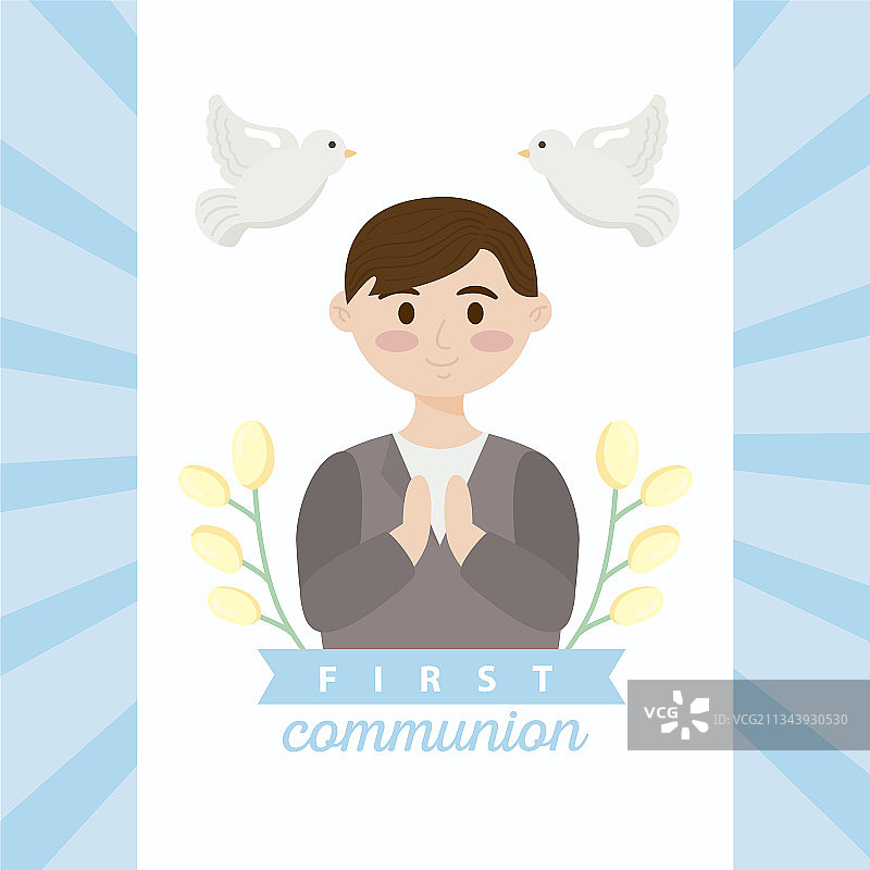 初次圣餐男孩卡片图片素材