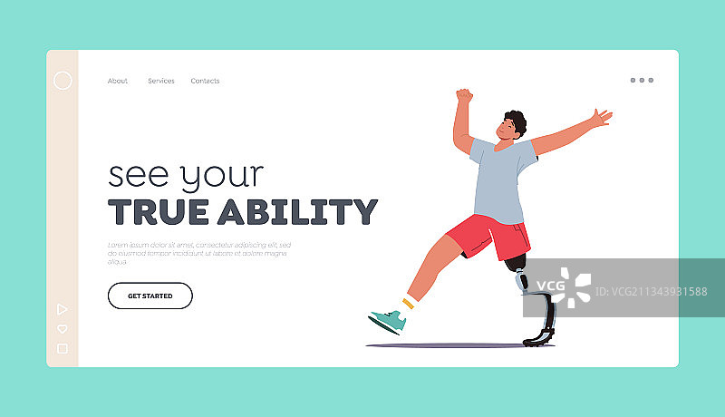 残疾运动员跑步训练着陆图片素材