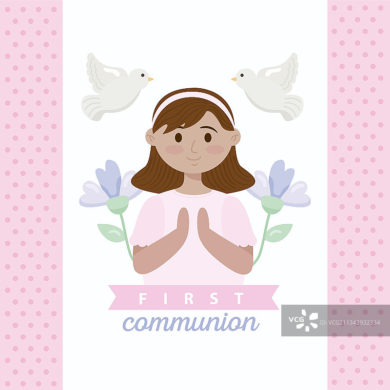 女孩首次圣餐卡片图片素材