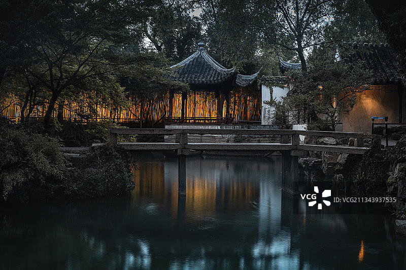 拙政园夜景图片素材