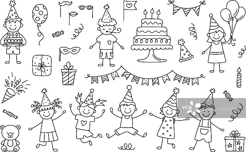 生日快乐涂鸦派对图片素材