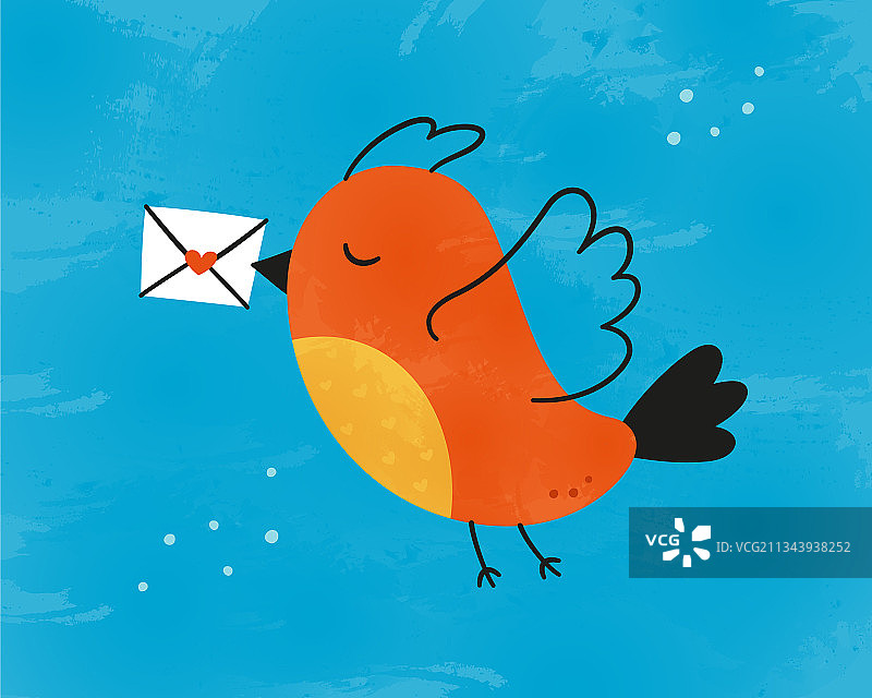 可爱的鸟类携带一封情书邮递员鸟图片素材
