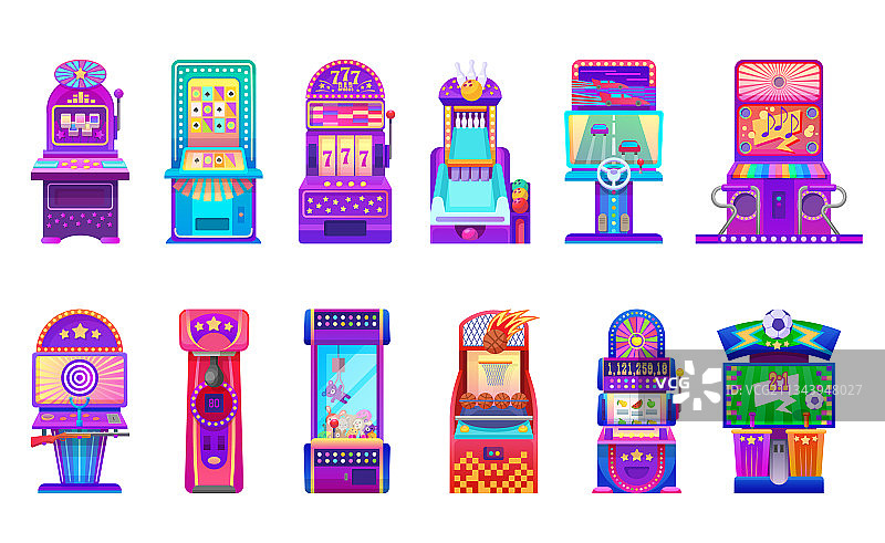 卡通赌场老虎机儿童街机游戏机图片素材