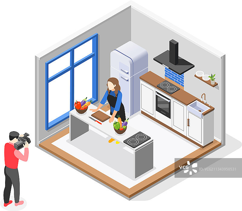 烹饪节目2.5D合成图图片素材