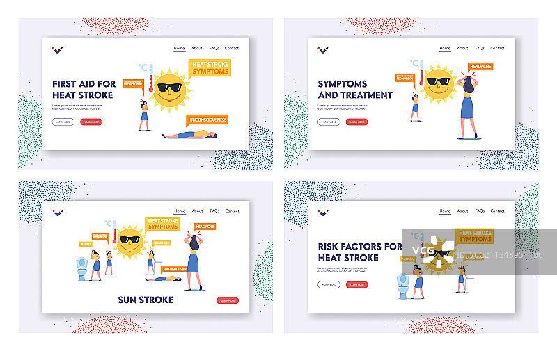 中暑症状着陆页模板图片素材