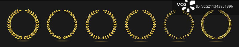 金色月桂花环标签合集图片素材