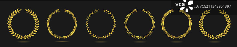 金色月桂花环标签合集图片素材