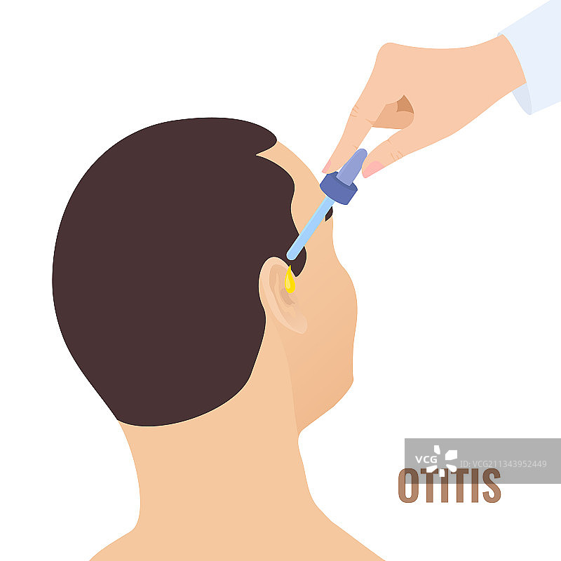 男人用滴剂治疗耳痛图片素材