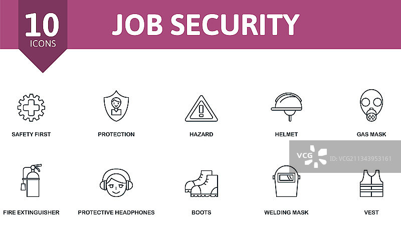 包含可编辑图标的职位安全图标集图片素材