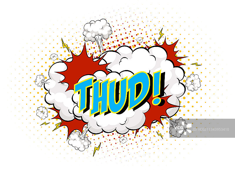 漫画云爆炸背景上的文字砰然声图片素材