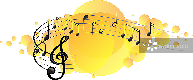 黄色斑点上的音乐旋律符号图片素材