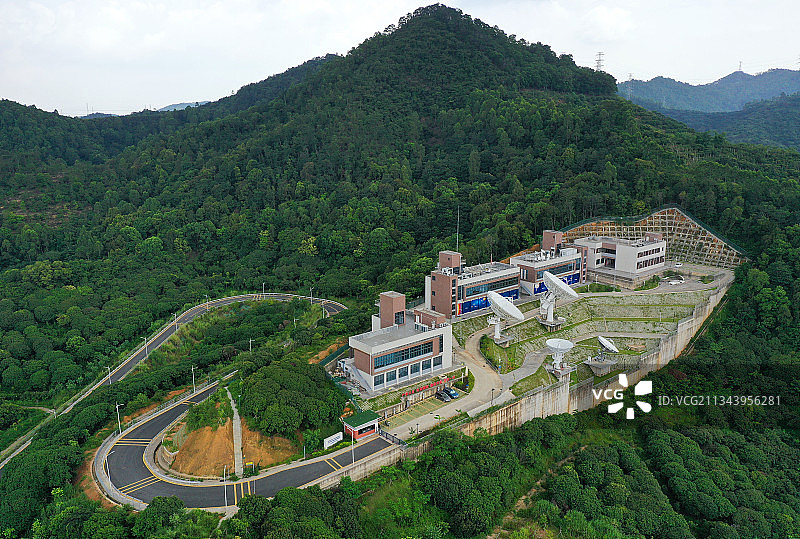 广东省深圳市宝安区卫星科普教育基地航拍图片素材