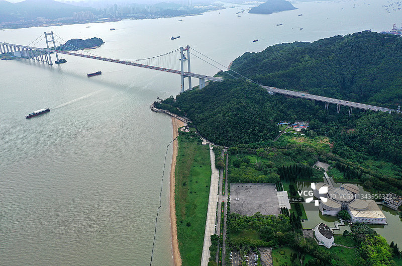 广东省东莞市虎门大桥虎门外语学校海战博物馆航拍图片素材