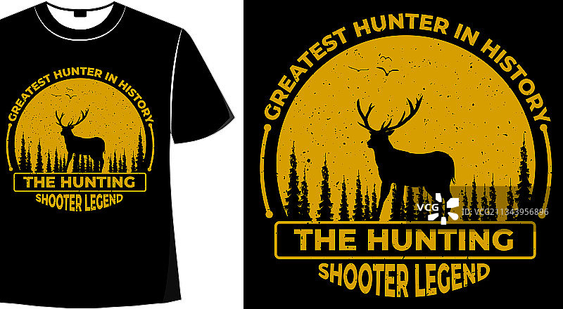 复古猎鹿主题T恤设计图片素材