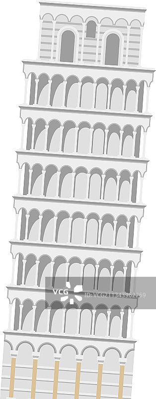 白色背景上的比萨斜塔图片素材