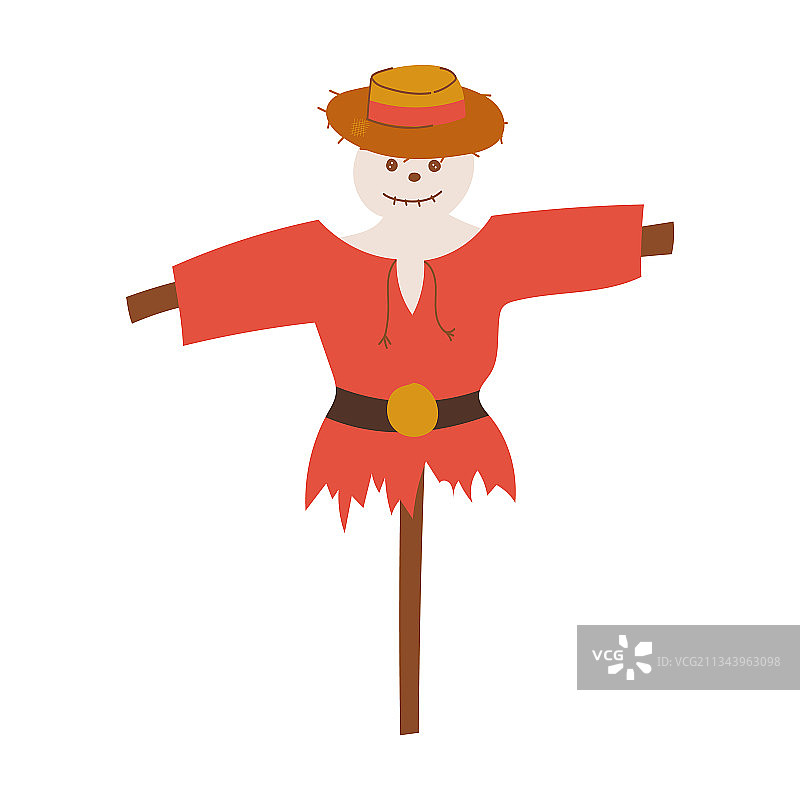 戴帽子稻草人扁平设计图片素材