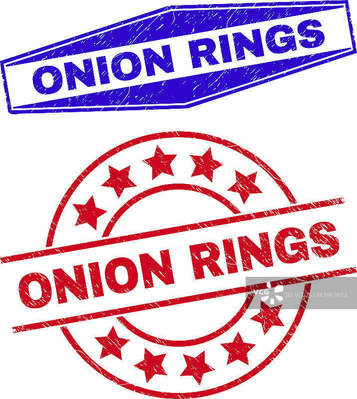 圆形和六边形中的复古洋葱圈徽章图片素材