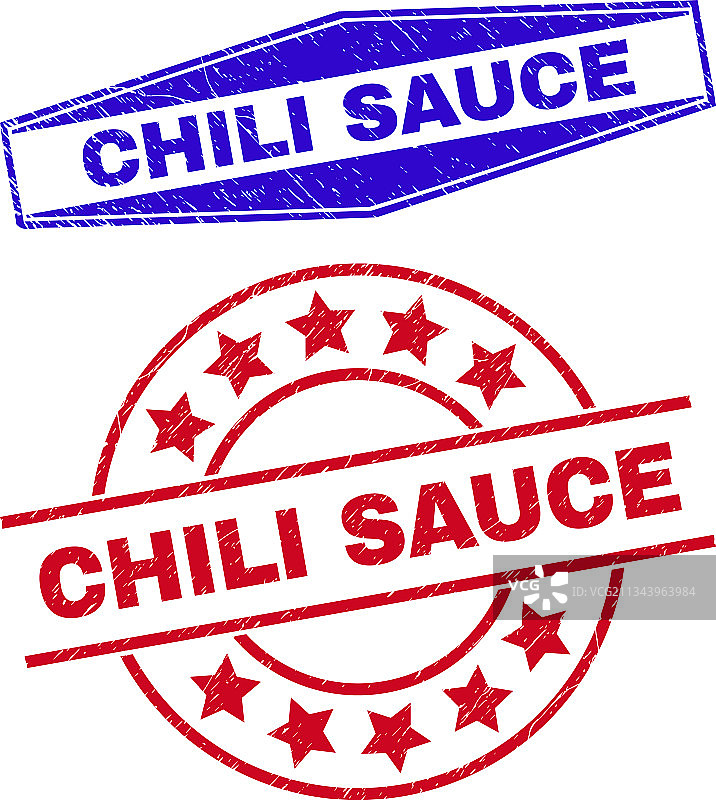 圆形和六边形中的辣椒酱印章图片素材