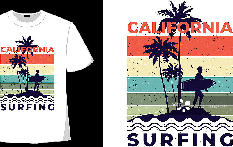 加州复古冲浪T恤图片素材