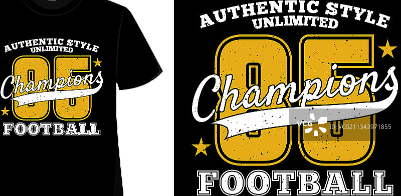正宗风格冠军文字T恤图片素材